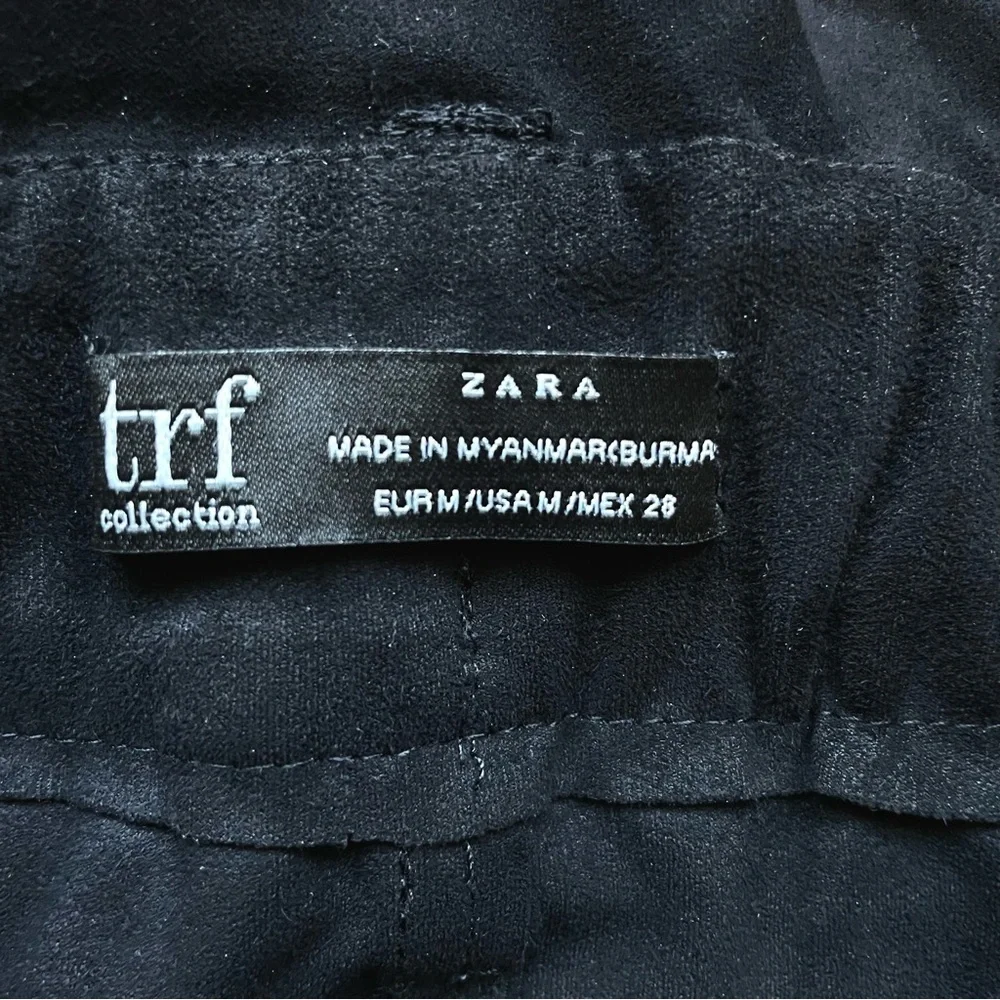 Zara Trafaluc Faux Suede Paperbag Waist Belted Mini Skirt In Black Size M EUC